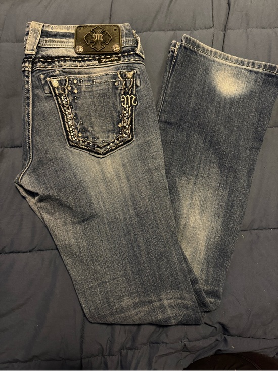 Miss Me Denim - Miss Me Medium Blue Boot Cut Jeans with Embellished Pocket